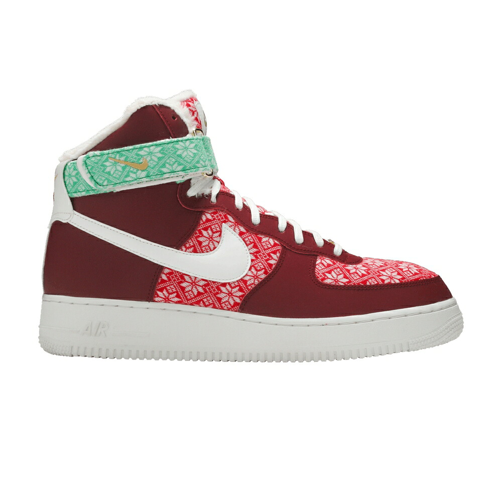 ナイキ ハイ チーム 赤 レッド 白色 ホワイト エアフォース 'CHRISTMAS SWEATER' スニーカー メンズ NIKE AIR FORCE 1 HIGH / TEAM RED WHITE UNIVERSITY RED