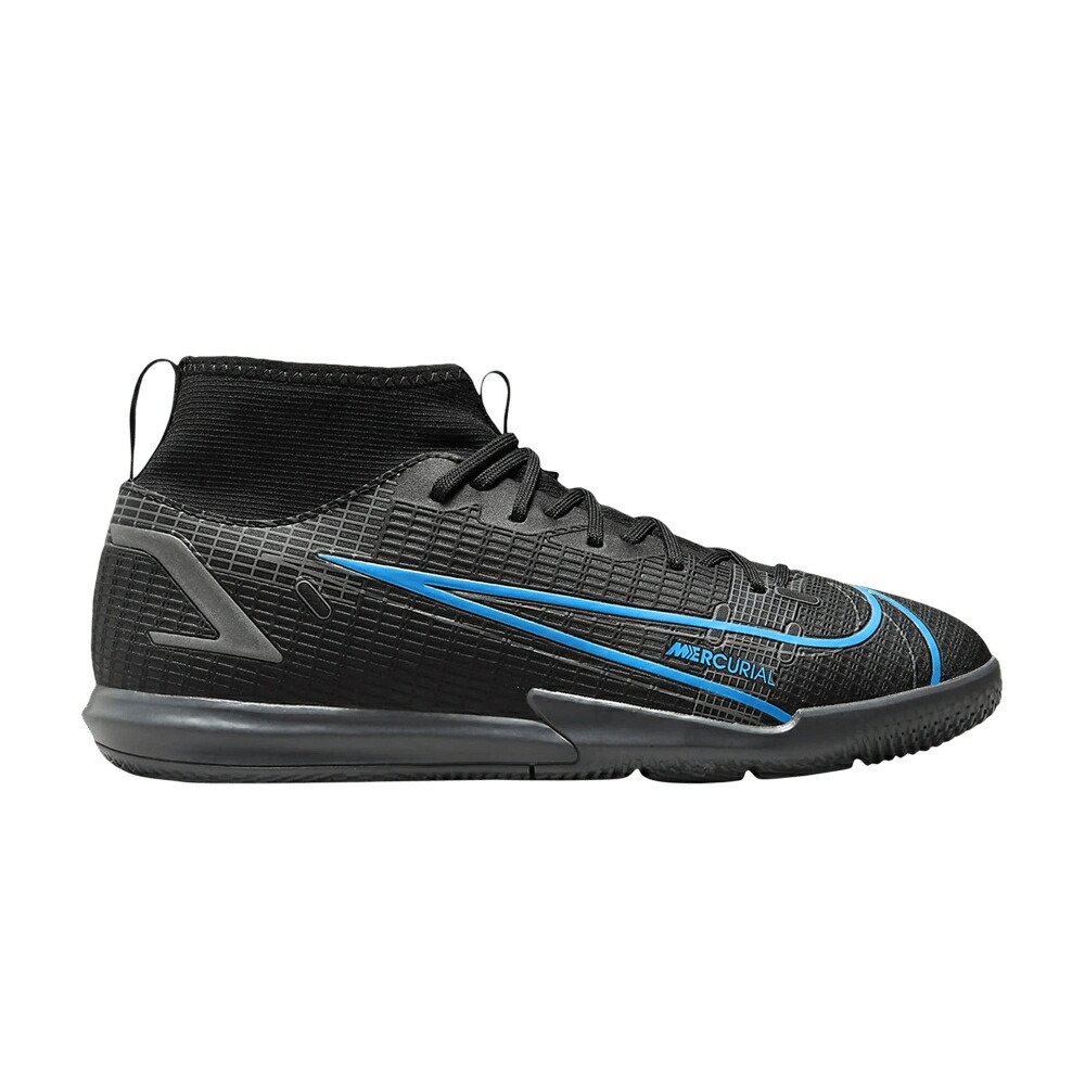 ナイキ アカデミー 黒色 ブラック 灰色 グレー 'BLACK BLUE' ジュニア キッズ NIKE MERCURIAL SUPERFLY 8 ACADEMY IC GS PHOTO / BLACK IRON GREY BLACK ベビー マタニティ スニーカー|スニケス