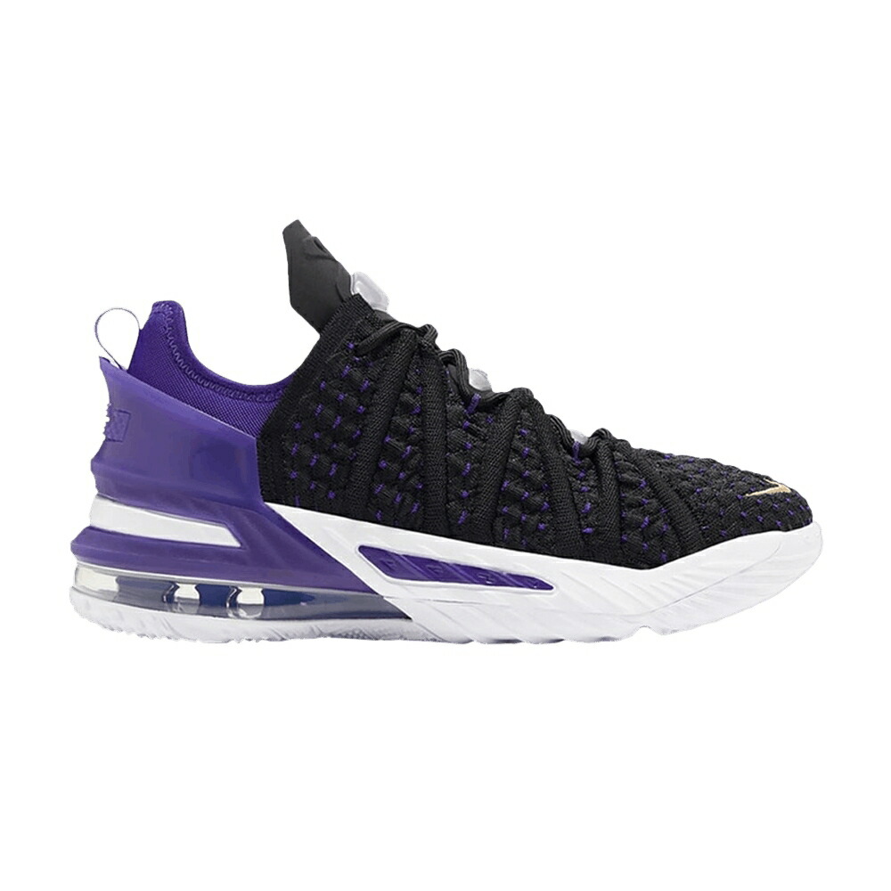 ナイキ レブロン 黒色 ブラック ゴールド コート 紫 パープル 'LAKERS' ジュニア キッズ NIKE LEBRON 18 GS / BLACK METALLIC GOLD COURT PURPLE ベビー マタニティ スニーカー