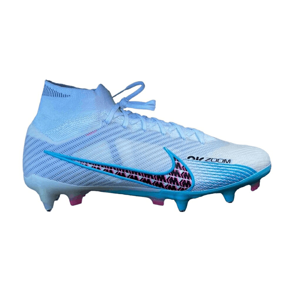 ナイキ ズーム エリート 白色 ホワイト ピンク ブラスト 藍色 インディゴ 'BLAST PACK' スニーカー メンズ NIKE ZOOM MERCURIAL SUPERFLY 9 ELITE SG-PRO AC / WHITE PINK BLAST INDIGO HAZE｜スニケス