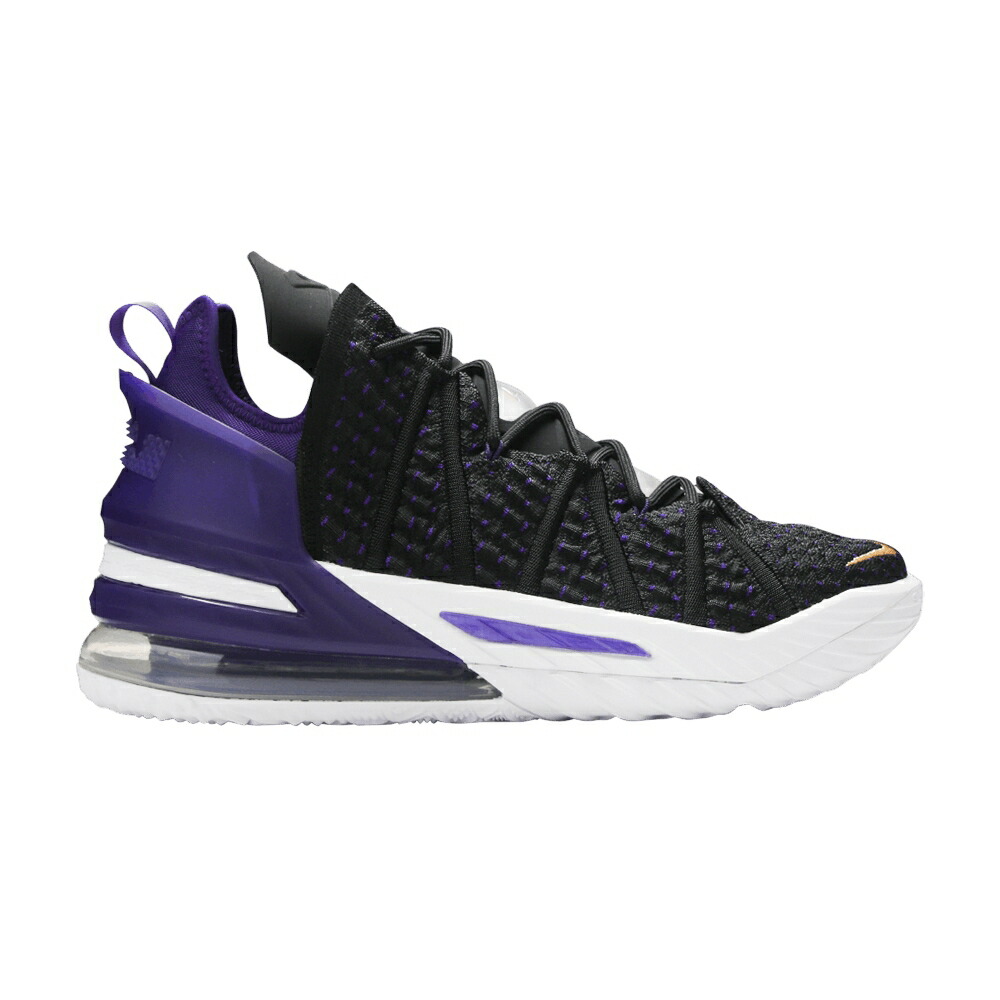 ナイキ レブロン 黒いこと 黒いこと ゴールド 厚地の外套 紫 パープル \u0027LAKERS\u0027 スニーカー メンズ NIKE LEBRON 18 / BLACK METALLIC GOLD COURT PURPLE