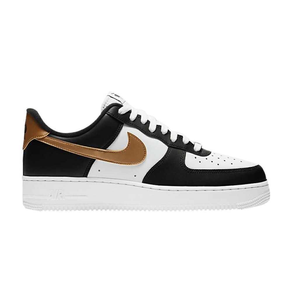 ナイキ 黒色 ブラック 白色 ホワイト ゴールド エアフォース 07 BLACK GOLD スニーカー メンズ NIKE AIR FORCE 1 / BLACK WHITE METALLIC GOLD