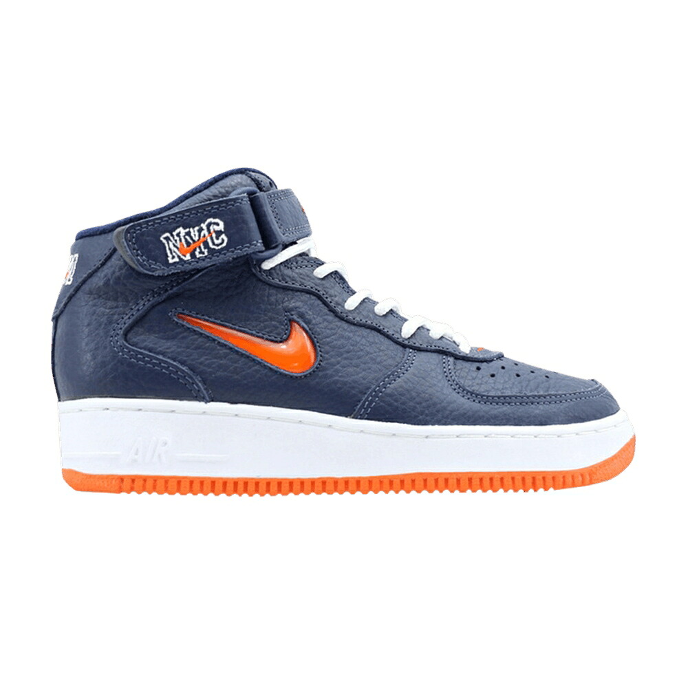 ナイキ ミッド 紺色 米国海軍 橙 オレンジ色 空軍 \u0027NYC JEWEL\u0027 スニーカー メンズ NIKE AIR FORCE 1 MID SC / MIDNIGHT NAVY SAFETY ORANGE
