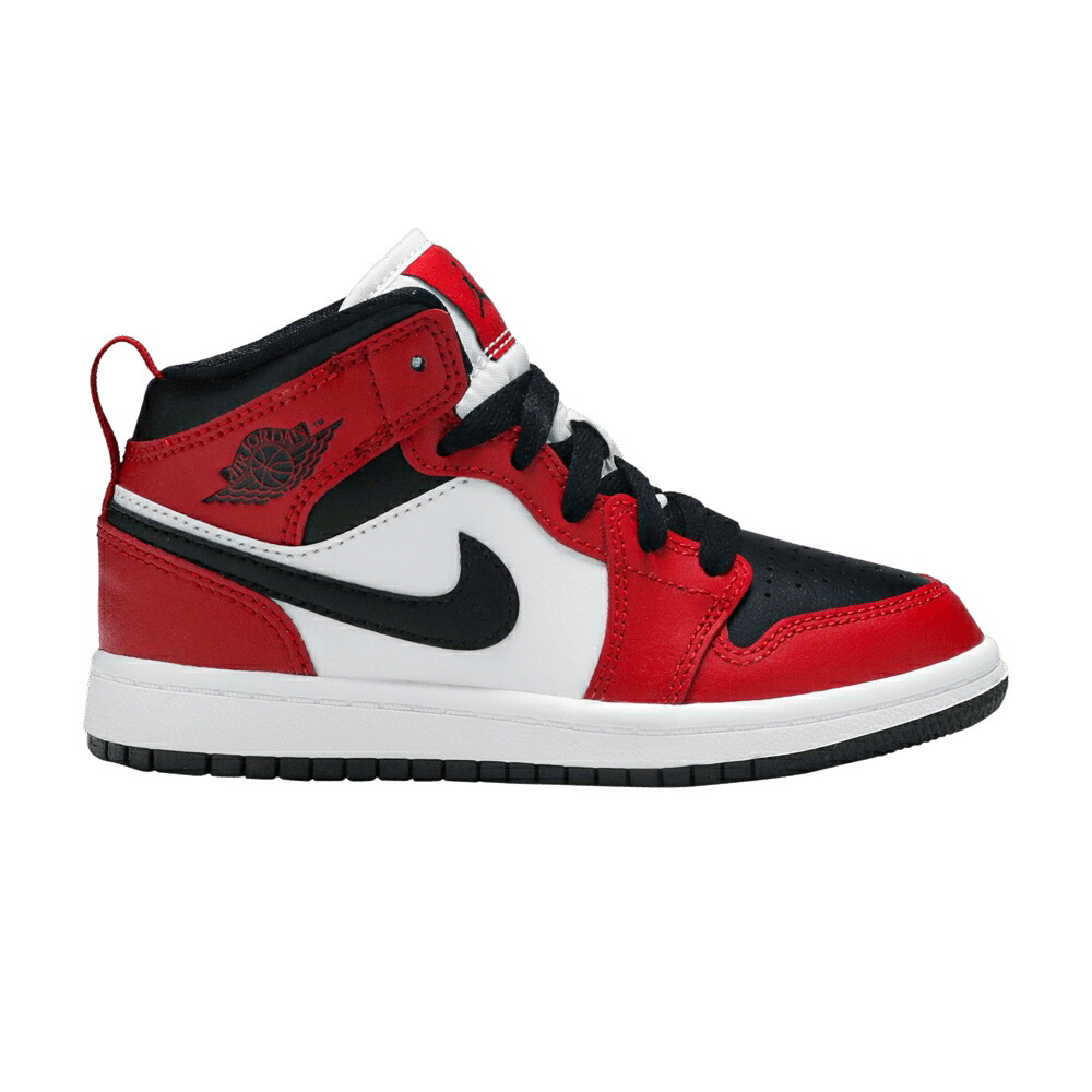 ナイキ ミッド 黒色 ブラック 赤 レッド エアジョーダン 'CHICAGO TOE' ジュニア キッズ AIR JORDAN AIR JORDAN 1 MID PS BLACK / BLACK GYM RED BLACK ベビー マタニティ スニーカー｜スニケス