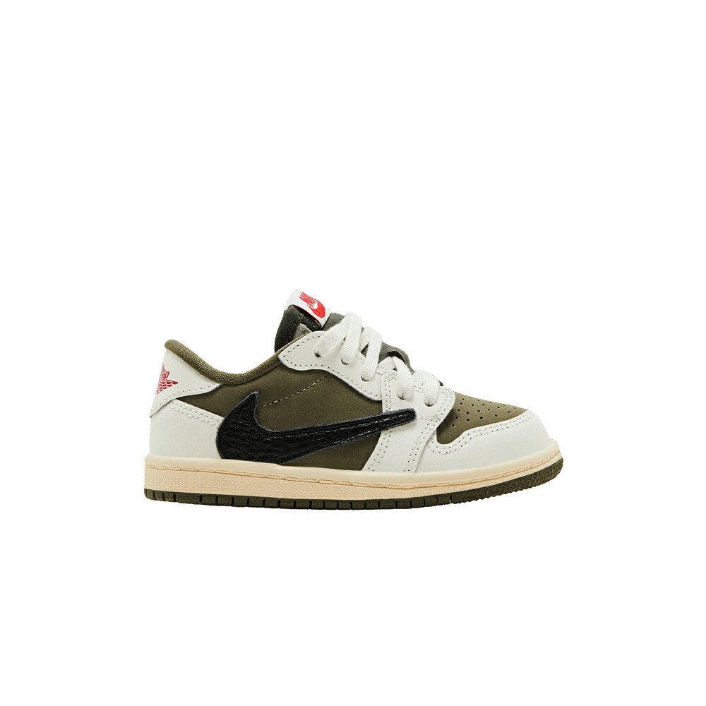 ナイキ オリーブ 黒いこと 黒いこと エアジョーダン トラヴィススコット \u0027REVERSE OLIVE\u0027 もの言う花 AIR JORDAN TRAVIS SCOTT X AIR JORDAN 1 RETRO LOW OG SP TD OLIVE / MEDIUM MEDIUM OLIVE BLACK SAIL MUSLIN