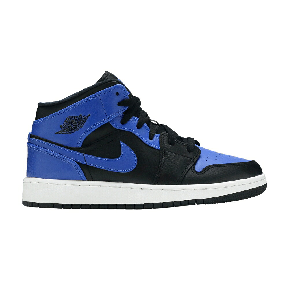 ナイキ ミッド 黒色 ブラック 白色 ホワイト エアジョーダン 'HYPER ROYAL' ジュニア キッズ AIR JORDAN AIR JORDAN 1 MID GS / BLACK HYPER ROYAL WHITE ベビー マタニティ スニーカー｜スニケス