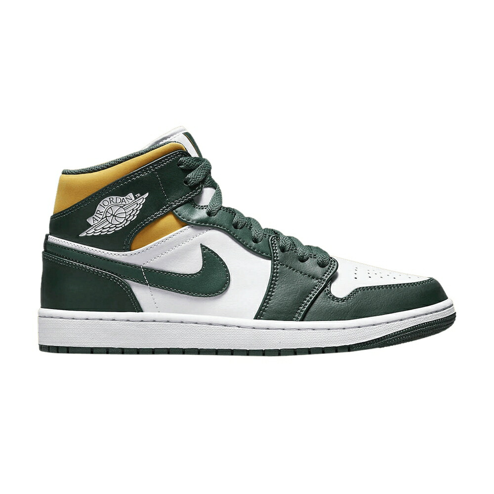 ナイキ ミッド 緑 緑であること 白いこと 白いこと エアジョーダン \u0027SONICS\u0027 スニーカー メンズ AIR JORDAN AIR JORDAN 1 MID / NOBLE GREEN WHITE POLLEN