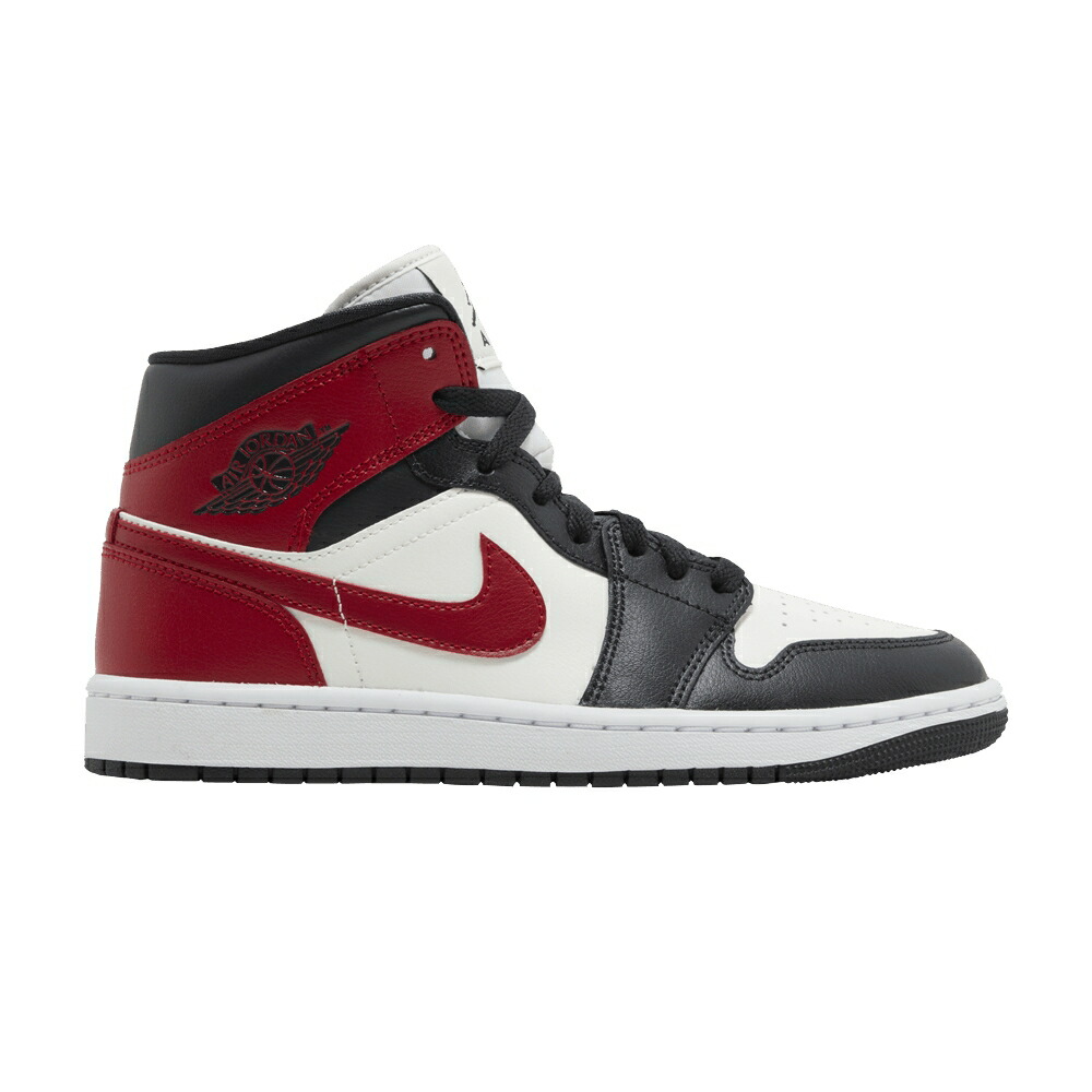 ナイキ ミッド 白いこと 白いこと 赤 赤いこと エアジョーダン \u0027BLACK TOE\u0027 スニーカー レディース AIR JORDAN WMNS AIR JORDAN 1 MID / SAIL OFF NOIR WHITE GYM RED