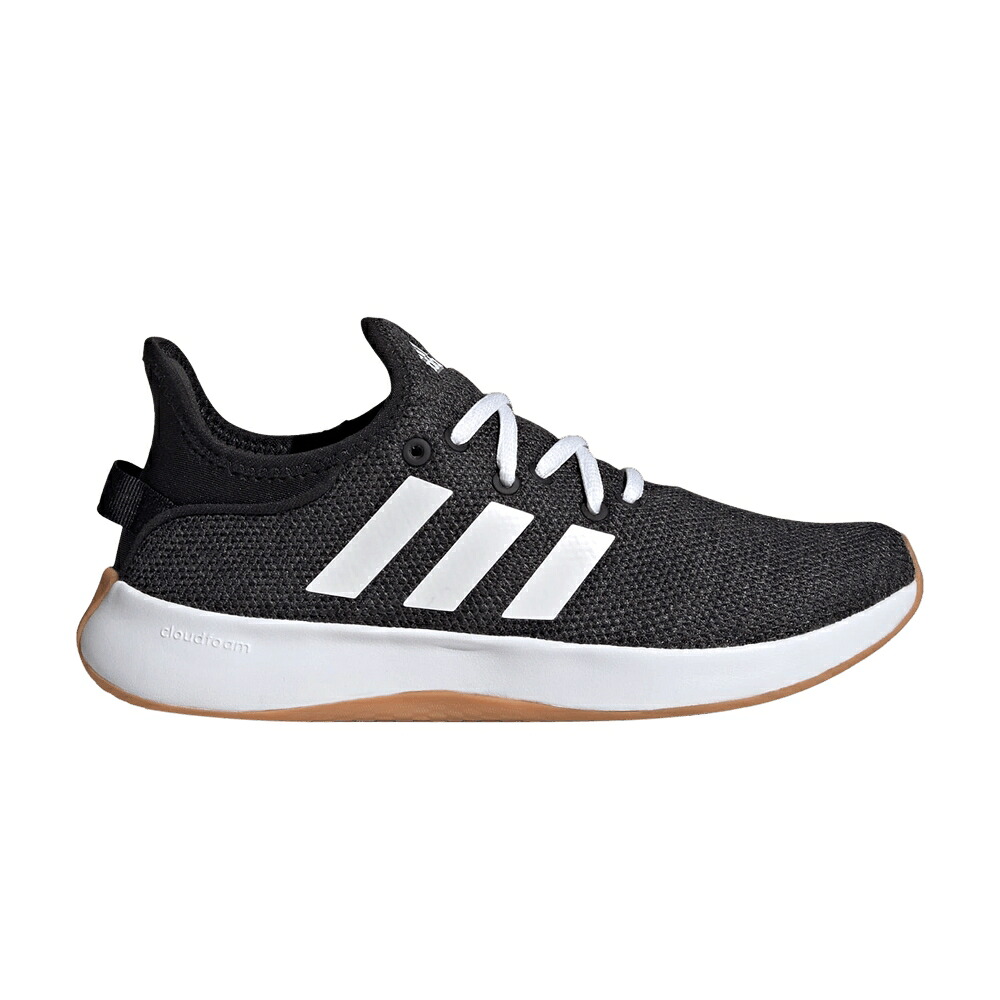 アディダス ピュア 白色 ホワイト コア 黒色 ブラック 灰色 グレー 'BLACK GUM' スニーカー レディース ADIDAS WMNS CLOUDFOAM PURE WHITE / CORE BLACK CLOUD WHITE GREY SIX｜スニケス