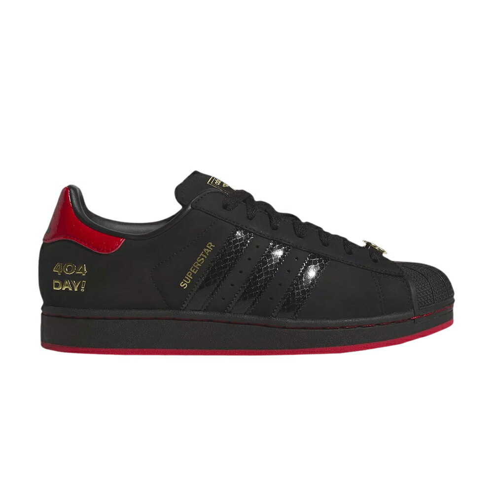 アディダス はやりっ子 中核グループ 黒いこと 黒いこと ゴールド \u0027404 DAY\u0027 スニーカー メンズ ADIDAS SUPERSTAR / CORE BLACK BETTER SCARLET GOLD