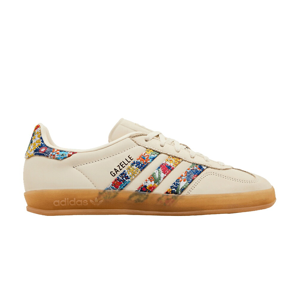 アディダス ガゼル 白いこと 白いこと ゴールド \u0027FLORAL WHITE\u0027 スニーカー レディース ADIDAS LIBERTY LONDON X WMNS GAZELLE INDOOR EMBROIDERY - OFF / OFF WHITE GOLD METALLIC GUM