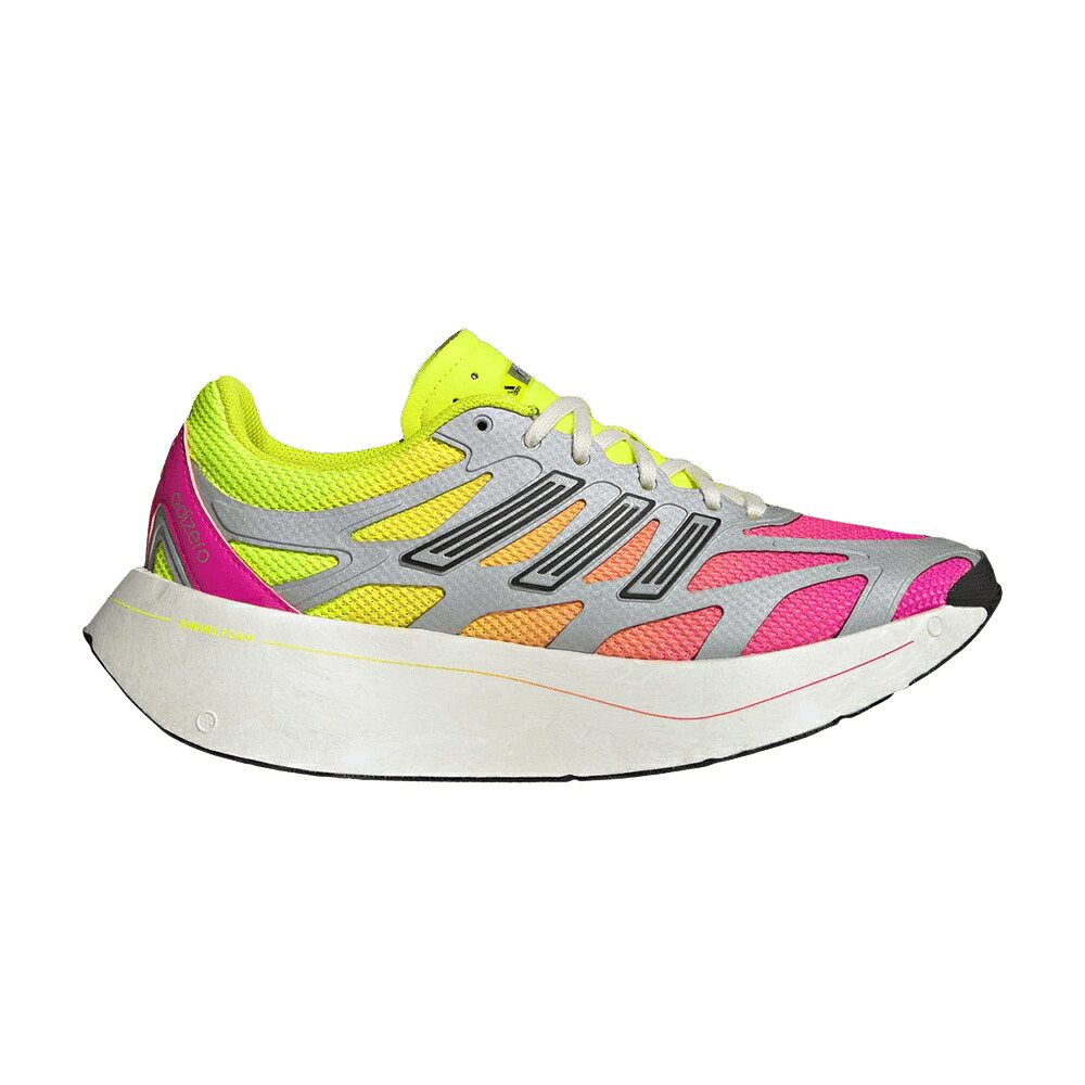アディダス アディゼロ サクラ色 ぼうぜん自失 黄味がかった 黄色 \u0027SHOCK YELLOW\u0027 スニーカー レディース ADIDAS WMNS ADIZERO ARUKU PINK SOLAR / SHOCK PINK SOLAR YELLOW SHOCK