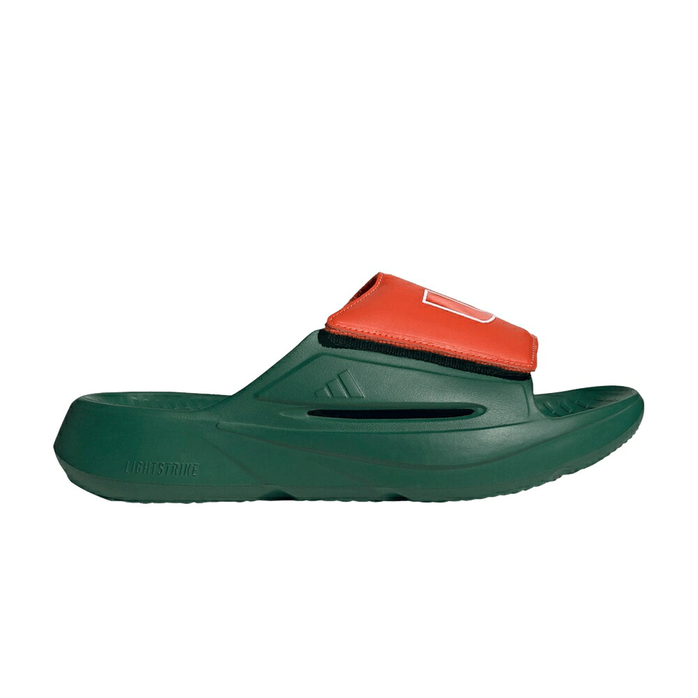 アディダス サンダル 緑 グリーン 'マイアミ ハリケーンズ' スニーカー メンズ ADIDAS NCAA X LIGHTBLAZE SLIDE 'MIAMI HURRICANES' / DARK GREEN DARK GREEN COLLEGIATE｜スニケス