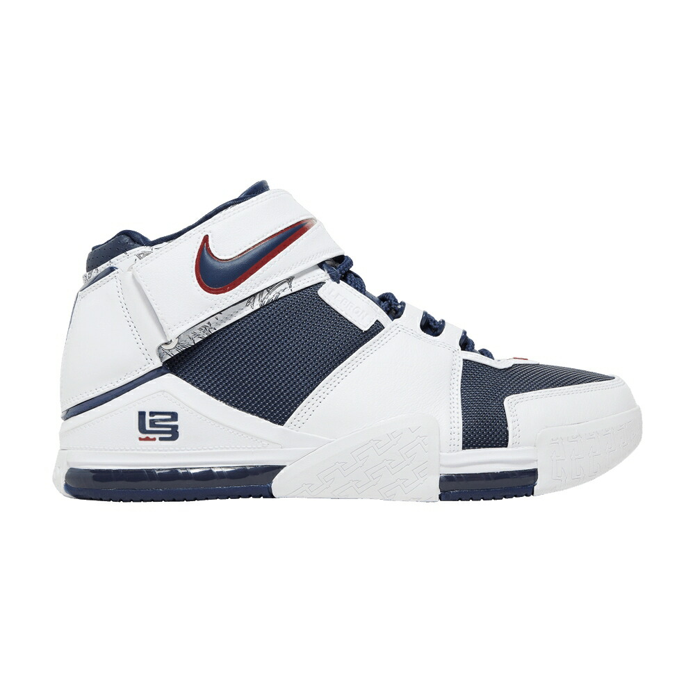 ナイキ ズーム レブロン 白色 ホワイト 紺色 ネイビー 'USA' スニーカー メンズ NIKE ZOOM LEBRON 2 RETRO 2022 / WHITE MIDNIGHT NAVY VARSITY