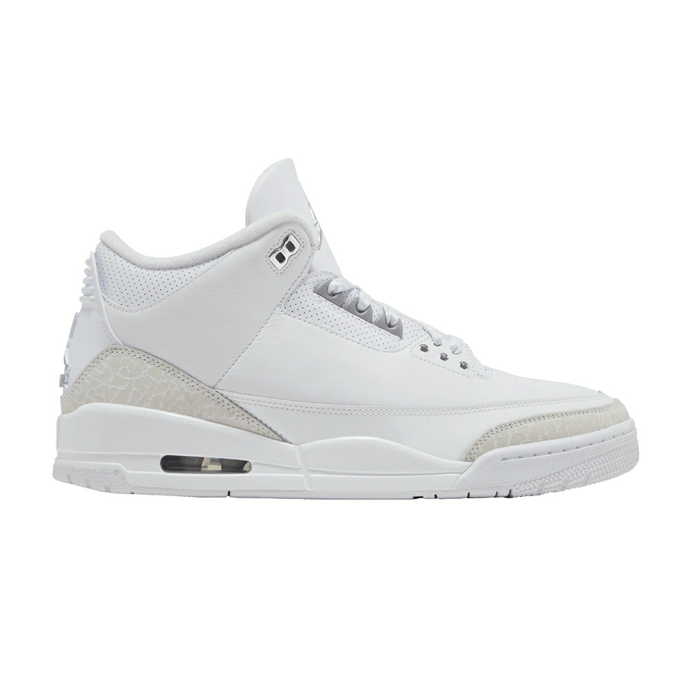 ナイキ 白色 ホワイト 銀色 シルバー エアジョーダン 'PURE MONEY' スニーカー メンズ AIR JORDAN AIR JORDAN 3 RETRO 2025 / WHITE METALLIC SILVER｜スニケス