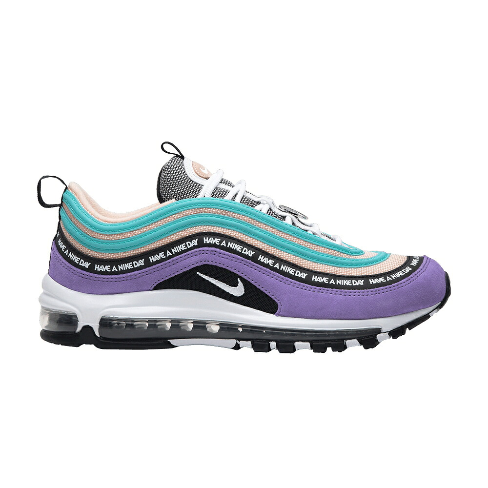 ナイキ マックス 紫 パープル 白色 ホワイト 黒色 ブラック エアマックス 'HAVE DAY' スニーカー メンズ NIKE AIR MAX 97 A / SPACE PURPLE WHITE BLACK WASHED｜スニケス