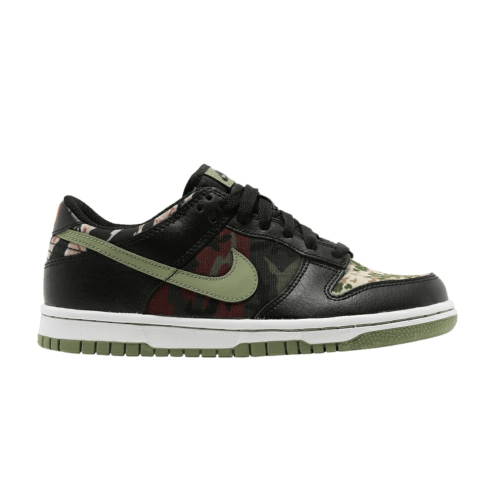 ナイキ ダンク 黒色 ブラック 緑 グリーン 白色 ホワイト ダンクロー 'BLACK MULTICAMO' ジュニア キッズ NIKE DUNK LOW SE GS MULTI-CAMO' / BLACK OIL GREEN WHITE TOTAL ベビー マタニティ スニーカー