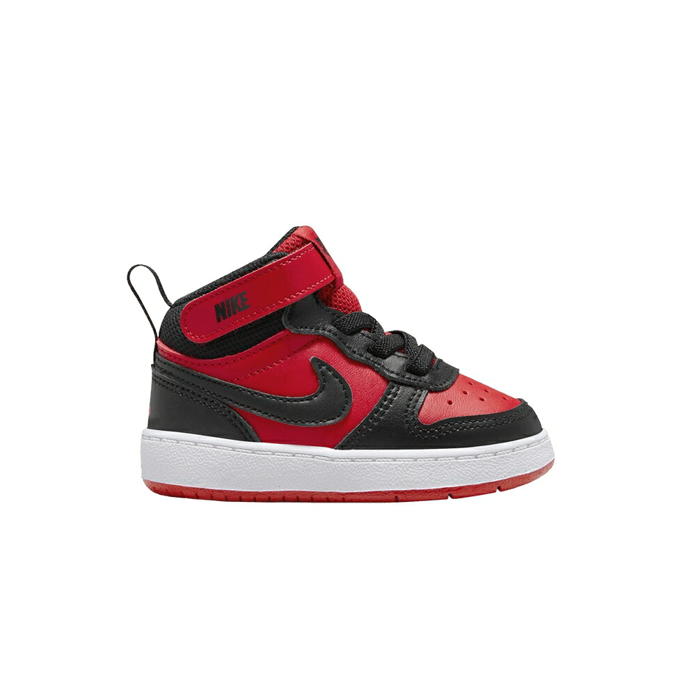 ナイキ コート ミッド 赤 レッド 白色 ホワイト 黒色 ブラック コートバーロウ 'BLACK RED' ベビー NIKE COURT BOROUGH MID 2 TD UNIVERSITY / UNIVERSITY RED WHITE BLACK