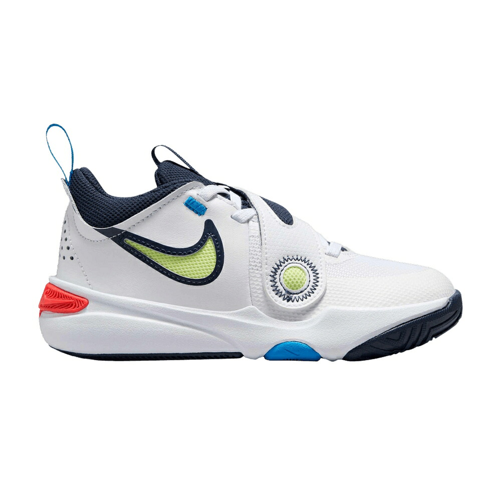 ナイキ チーム 青色 ブルー 白色 ホワイト クリムゾン 'WHITE TWIST' ジュニア キッズ NIKE TEAM HUSTLE D11 PS PHOTO BLUE LIGHT LEMON / WHITE BRIGHT CRIMSON PHOTO BLUE ベビー マタニティ スニーカー