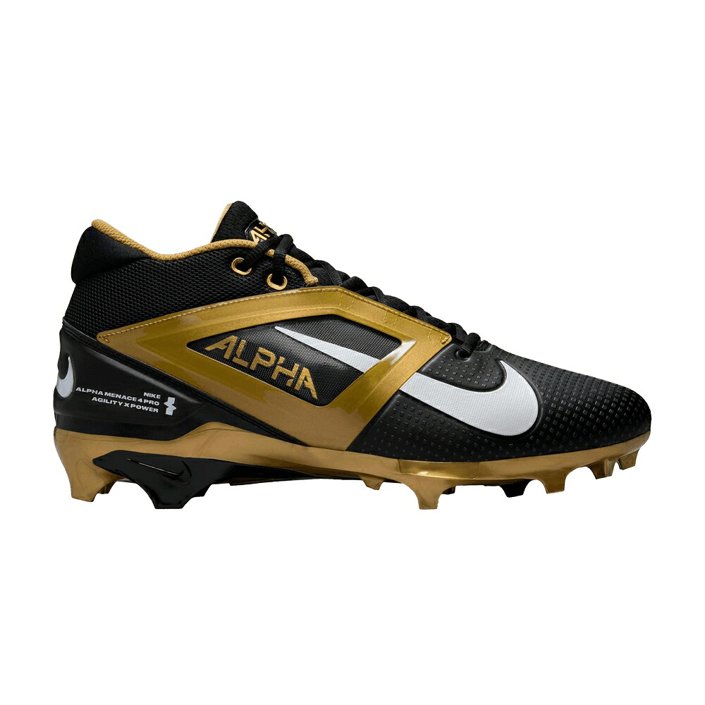 ナイキ アルファ プロ 黒色 ブラック ゴールド 白色 ホワイト 'BLACK GOLD' スニーカー メンズ NIKE ALPHA MENACE 4 PRO METALLIC / BLACK METALLIC GOLD WHITE
