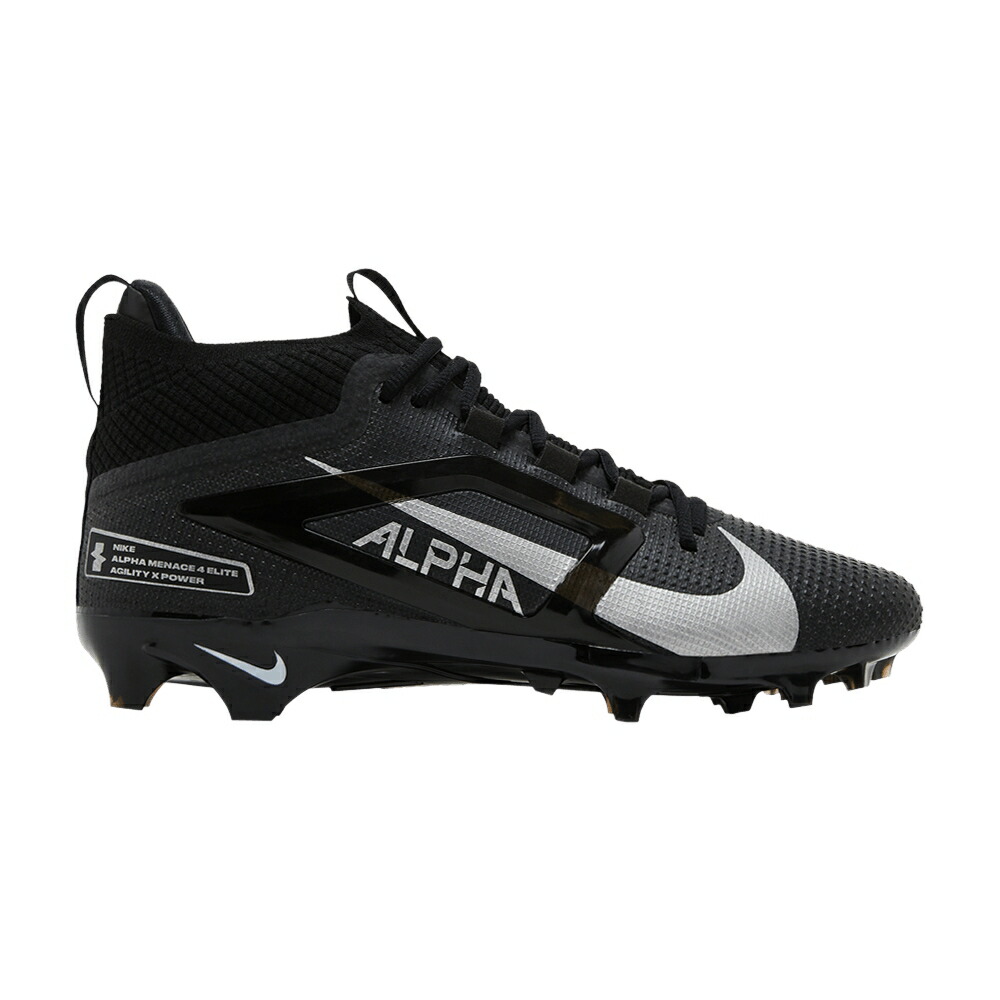 ナイキ アルファ エリート 黒色 ブラック 銀色 シルバー BLACK SILVER スニーカー メンズ NIKE ALPHA MENACE 4 ELITE METALLIC / BLACK METALLIC SILVER
