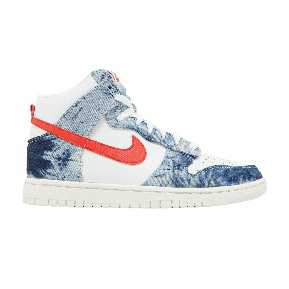 ナイキ ダンク 御機嫌 白いこと 白いこと ダンクハイ \u0027WASHED DENIM\u0027 スニーカー レディース NIKE WMNS DUNK HIGH / MULTI COLOR WHITE SAIL HABANERO