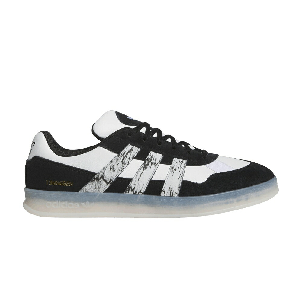 アディダス アロハ コア 黒色 ブラック 白色 ホワイト MARBLED STRIPES スニーカー メンズ ADIDAS GUSTAV T NNESEN X ALOHA SUPER / CORE BLACK CLOUD WHITE CHALK