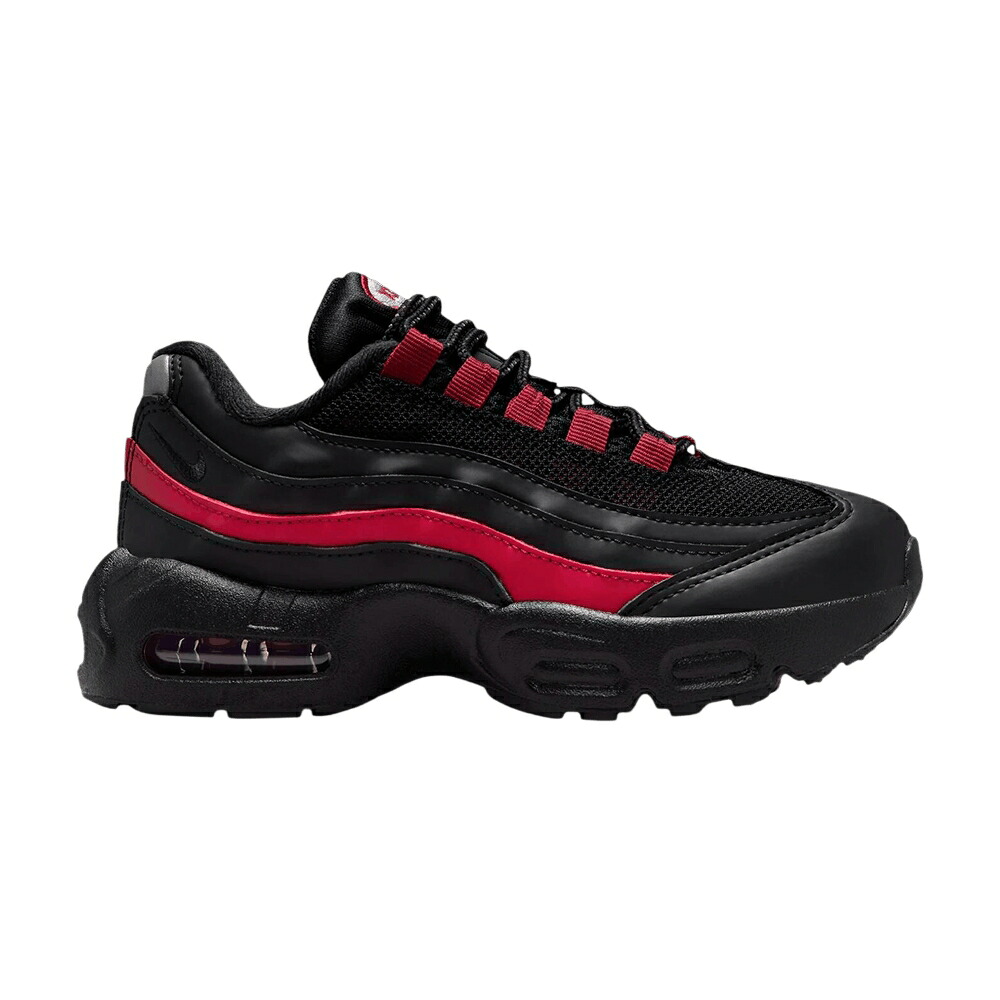 ナイキ マックス チーム 黒色 ブラック クリムゾン 灰色 グレー エアマックス 'BLACK CRIMSON' ジュニア キッズ NIKE AIR MAX 95 RECRAFT PS TEAM / BLACK TEAM CRIMSON WOLF GREY ベビー マタニティ スニーカ