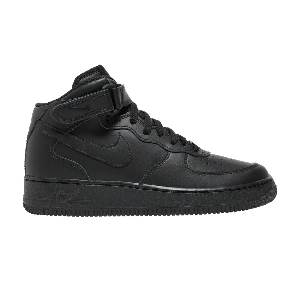 ナイキ ミッド 黒いこと 黒いこと 空軍 \u0027BLACK\u0027 お坊っちゃん キッズ NIKE AIR FORCE 1 MID GS / BLACK BLACK もの言う花 マタニティ スニーカー