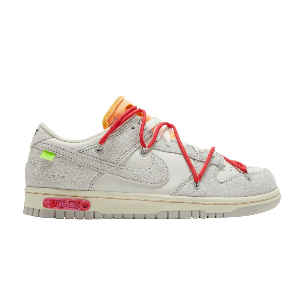 ナイキ オフホワイト ダンク 灰色 グレー 赤 レッド ダンクロー LOT 50 スニーカー メンズ NIKE OFF-WHITE X DUNK LOW 40 OF / SAIL NEUTRAL GREY GLOBAL RED