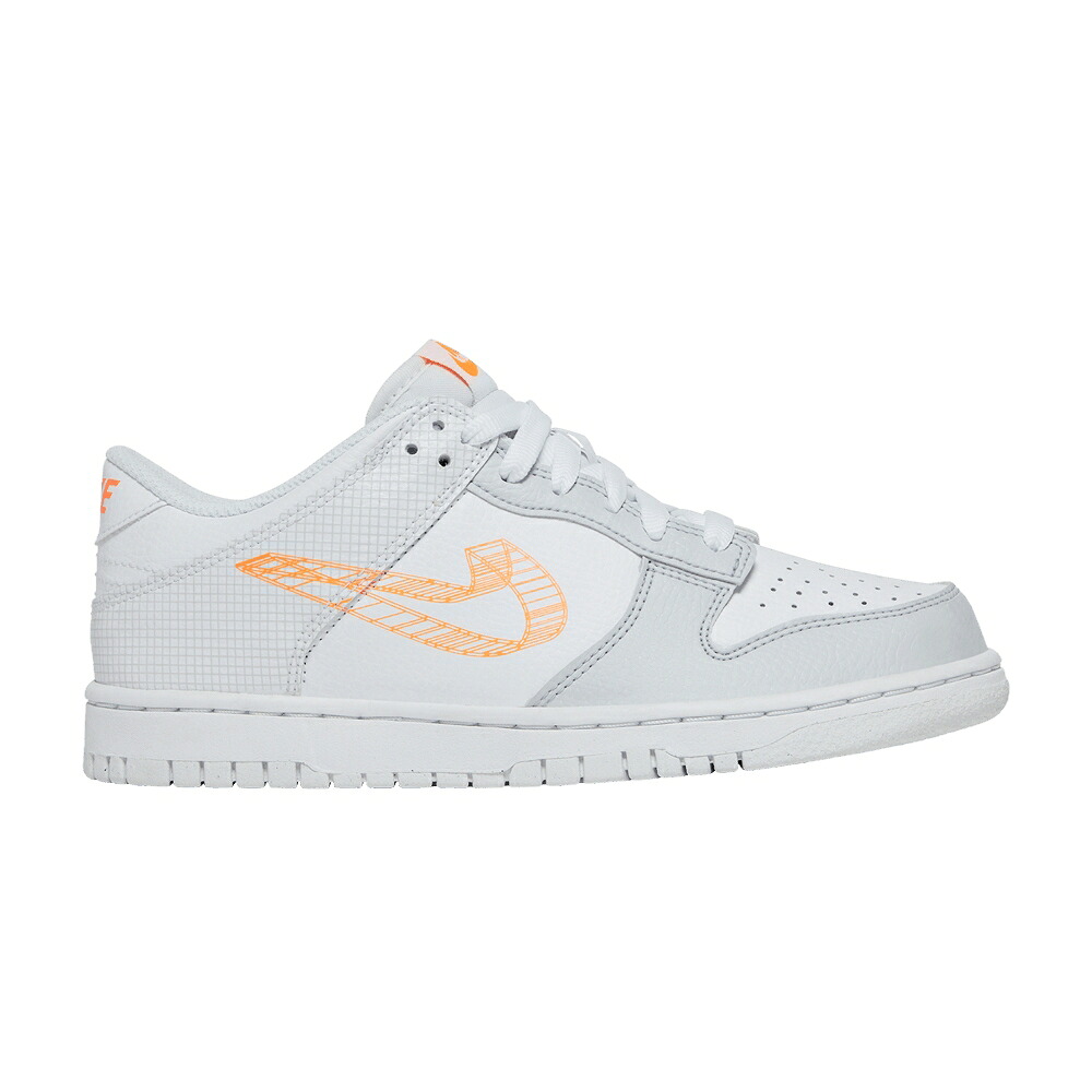 ナイキ ダンク 白色 ホワイト ピュア プラチナム 橙 オレンジ ダンクロー '3D SWOOSH' ジュニア キッズ NIKE DUNK LOW SE GS / WHITE PURE PLATINUM TOTAL ORANGE ベビー マタニティ スニーカー