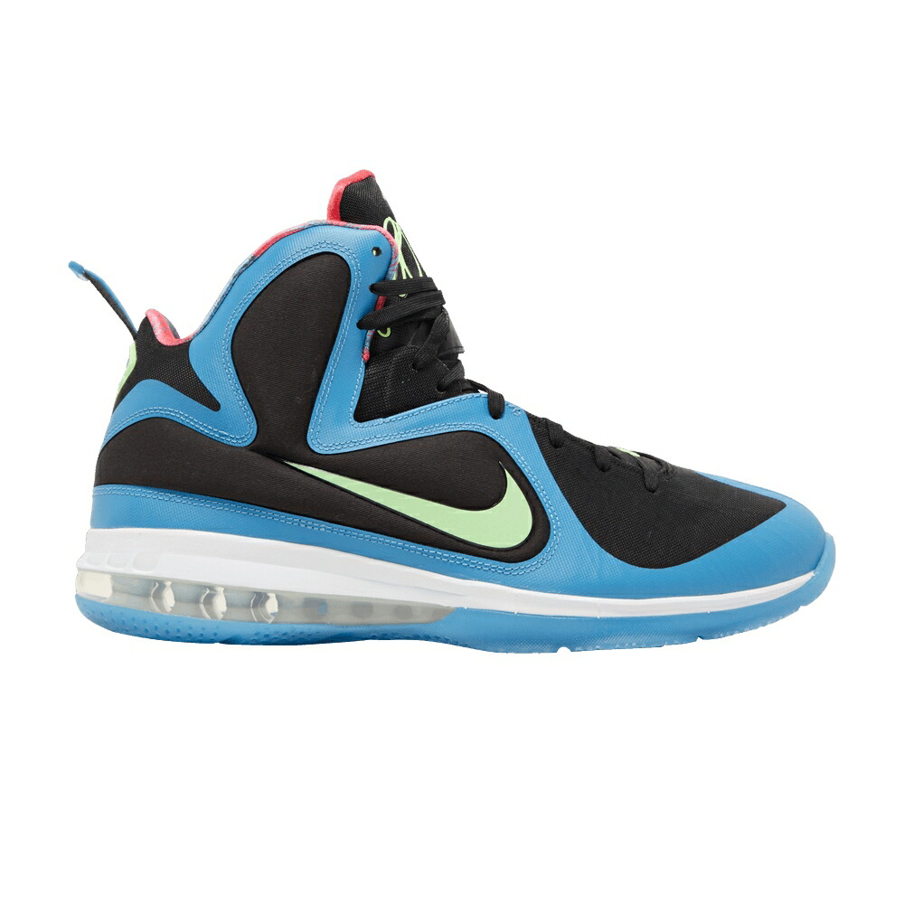 ナイキ レブロン 黒いこと 黒いこと 菩提樹 青み 青色 \u0027SOUTH COAST\u0027 スニーカー メンズ NIKE LEBRON 9 / BLACK LIME GLOW DUTCH BLUE