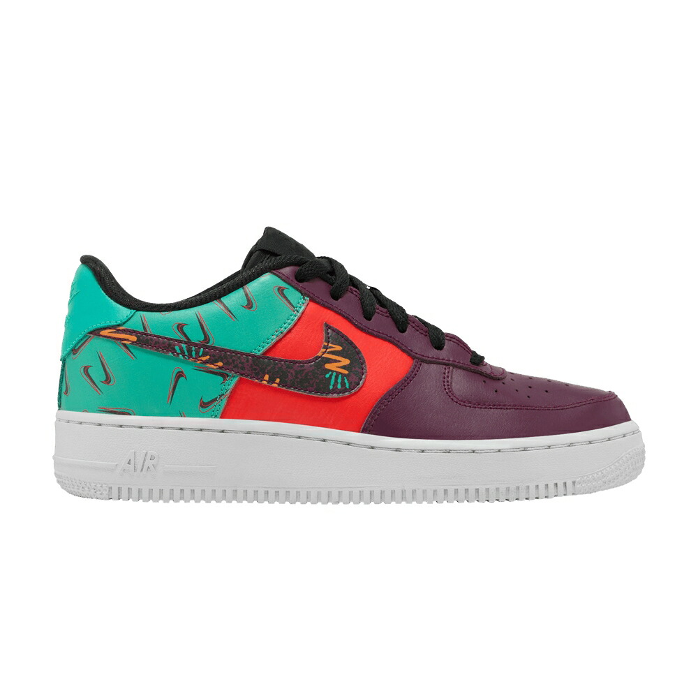 ナイキ 翡翠 ジェード 橙 オレンジ エアフォース 'WHAT 90S' ジュニア キッズ NIKE AIR FORCE 1 LV8 GS THE / BORDEAUX HYPER JADE TOTAL ORANGE ベビー マタニティ スニーカー