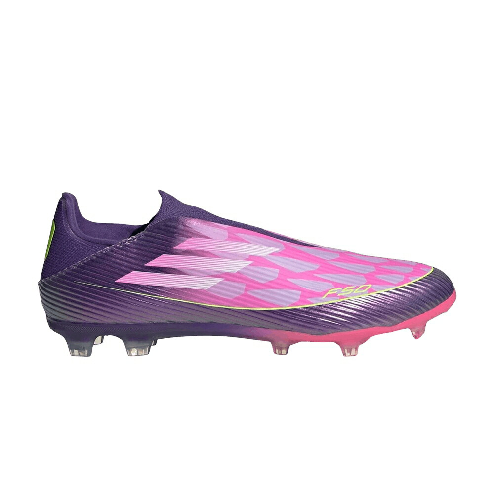 アディダス 白色 ホワイト 紫 パープル 'PURPLE LEMON' スニーカー メンズ ADIDAS LAMINE YAMAL X F50 LEAGUE LACELESS FG/MG WHITE LUCID / PURPLE FOOTWEAR WHITE LUCID