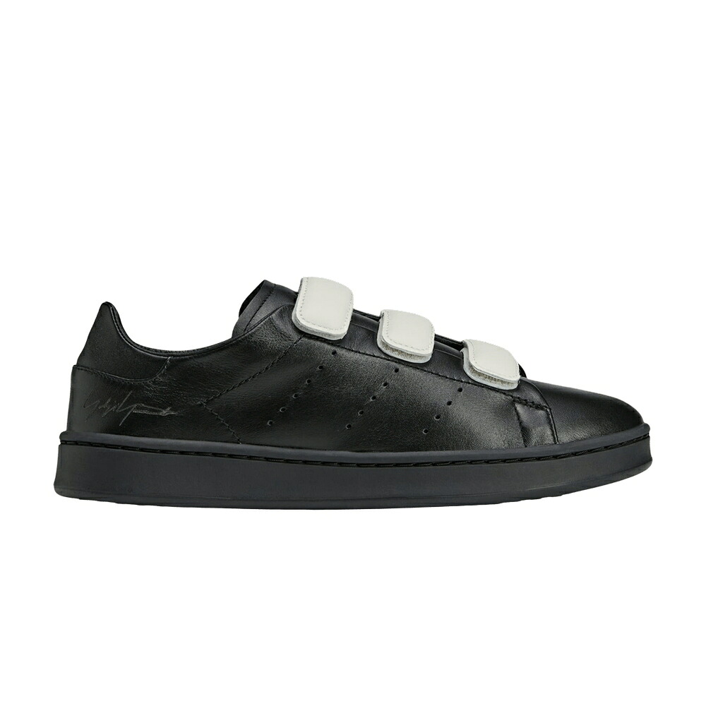 アディダス 黒いこと 黒いこと 薄墨色 薄墨色 立場し損ない \u0027BLACK WHITE\u0027 スニーカー メンズ ADIDAS Y-3 STAN SMITH HOOK AND LOOP / BLACK BLACK ORBIT GREY