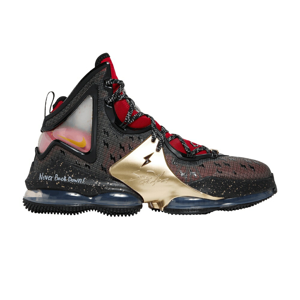 ナイキ レブロン 黒いこと 黒いこと ゴールド \u0027DOERNBECHER 2022\u0027 スニーカー メンズ NIKE LEBRON 19 / BLACK METALLIC GOLD UNIVERSITY