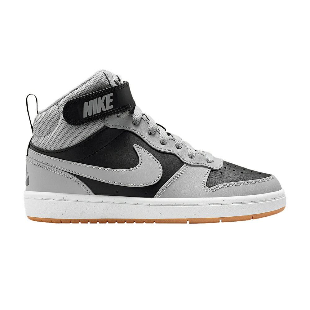 ナイキ コート ミッド 黒色 ブラック 白色 ホワイト 茶色 ブラウン コートバーロウ 'BLACK WHITE' ジュニア キッズ NIKE COURT BOROUGH MID 2 GS / BLACK WHITE GUM MEDIUM BROWN ベビー マタニティ スニーカ