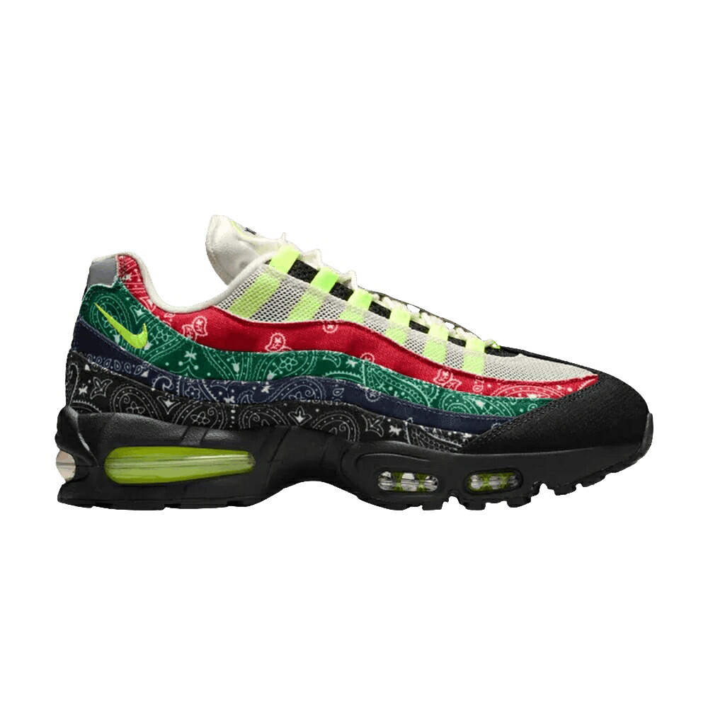 ナイキ マックス 砂上の楼閣 赤 赤いこと エア湖マックス \u0027BIG NEON\u0027 スニーカー メンズ NIKE AIR MAX 95 OG BUBBLE - PAISLEY / SAIL VOLT UNIVERSITY RED SPORT