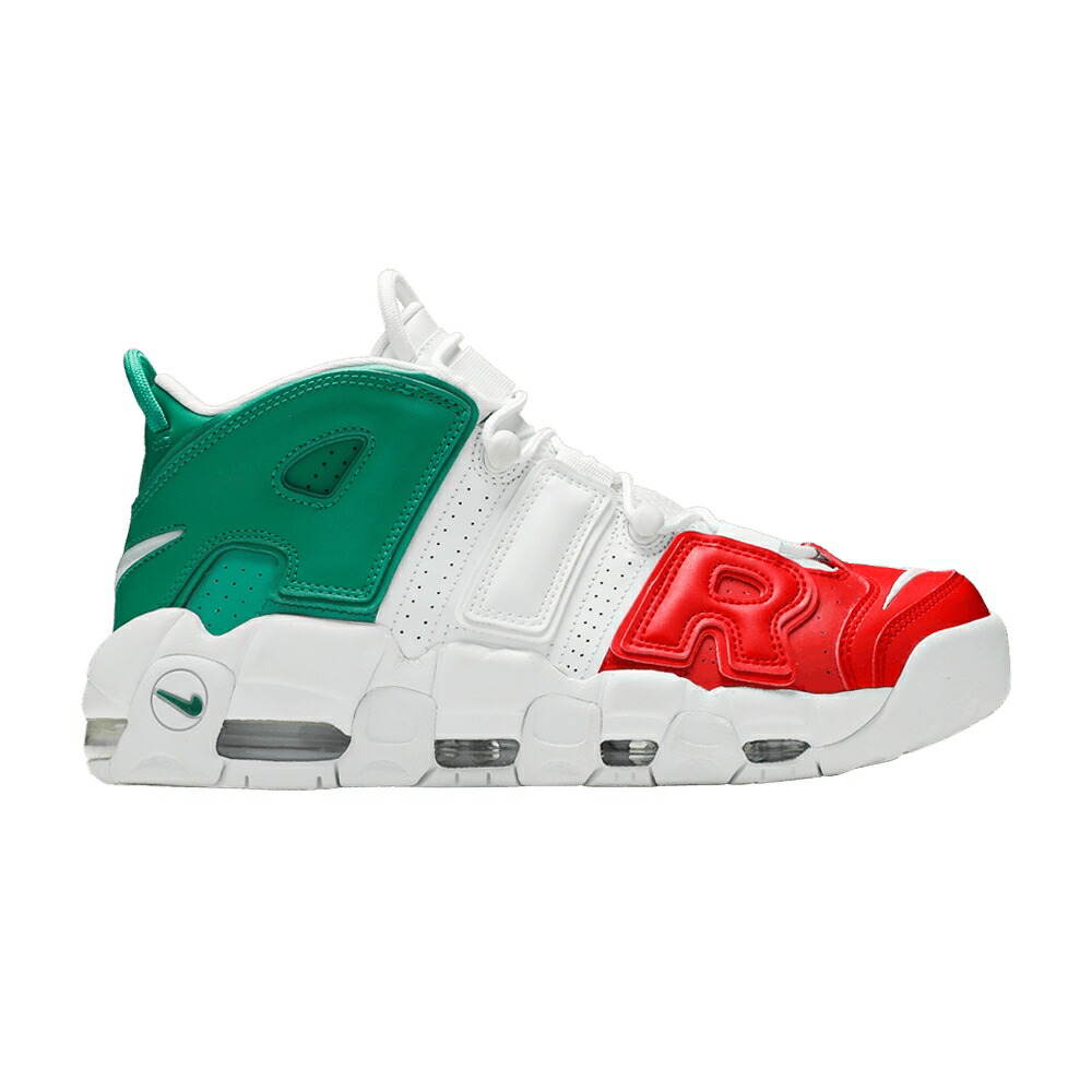 ナイキ アップテンポ 赤 レッド 緑 グリーン 白色 ホワイト エアモアアップテンポ モアテン 'ITALY' スニーカー メンズ NIKE AIR MORE UPTEMPO / UNIVERSITY RED LUCID GREEN WHITE