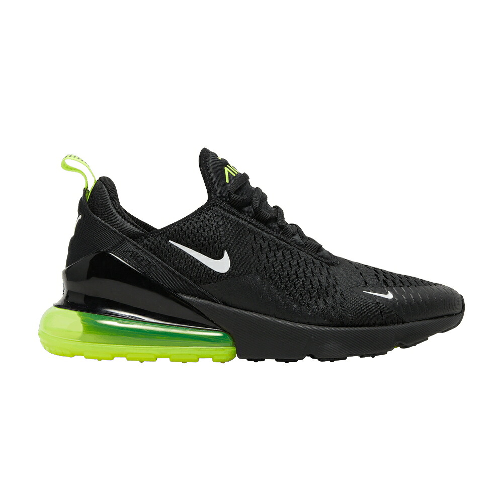 ナイキ マックス 黒色 ブラック 銀色 シルバー 白色 ホワイト エアマックス 'BLACK NEON' スニーカー メンズ NIKE AIR MAX 270 / BLACK VOLT REFLECT SILVER WHITE｜スニケス