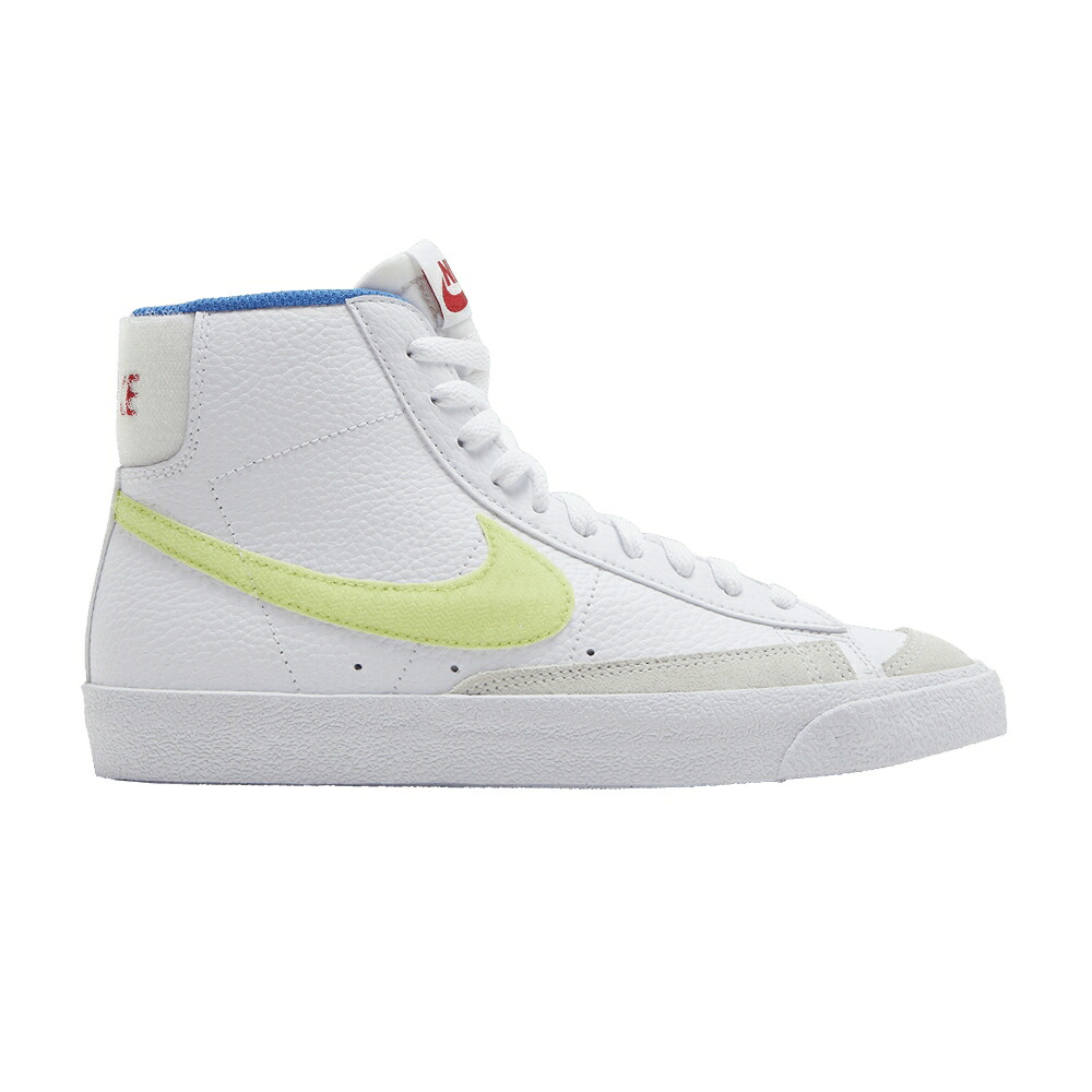 ナイキ ブレイザー ミッド 白色 ホワイト 青色 ブルー '77 'WHITE BLUE' ジュニア キッズ NIKE BLAZER MID GS LEMON TWIST / WHITE SUMMIT WHITE SIGNAL BLUE ベビー マタニティ スニーカー｜スニケス