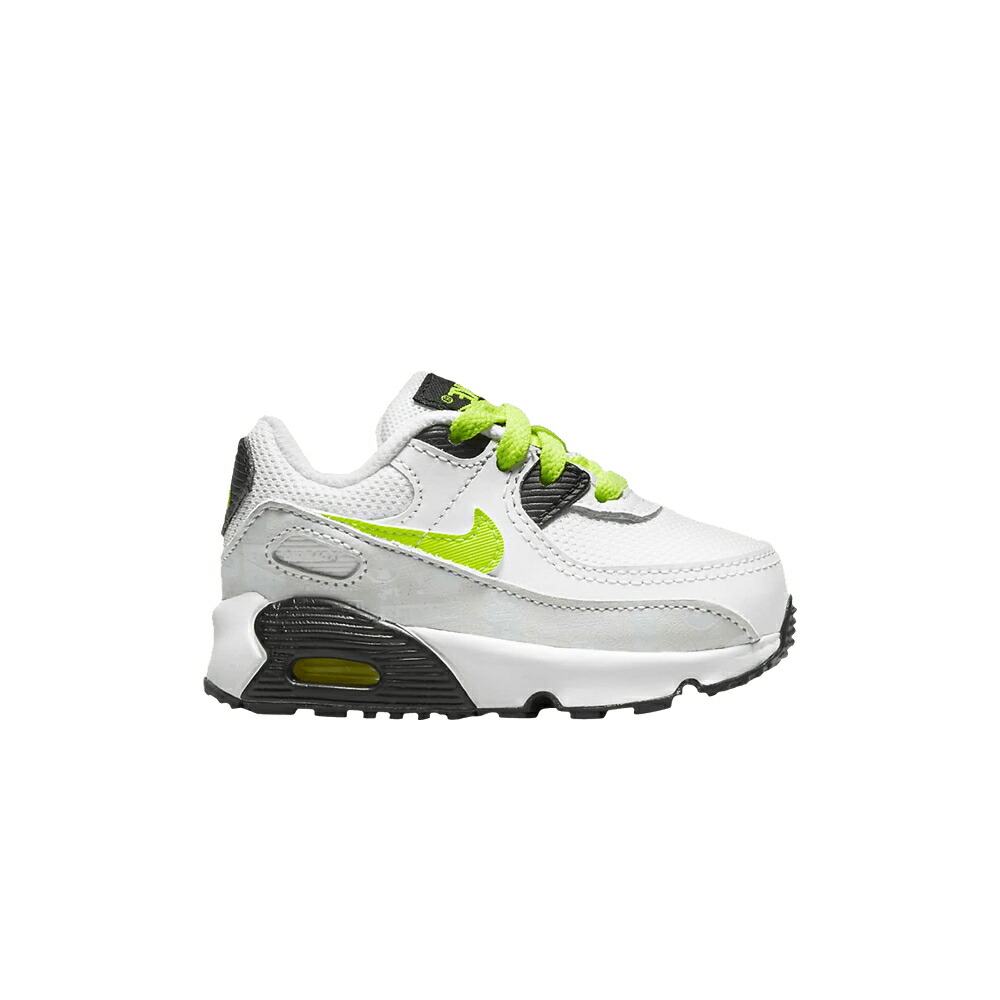 ナイキ マックス ロゴ 白色 ホワイト 黒色 ブラック ピュア プラチナム エアマックス 'REFLECTIVE VOLT' ベビー NIKE AIR MAX 90 TD LOGO - WHITE / WHITE BLACK PURE PLATINUM VOLT