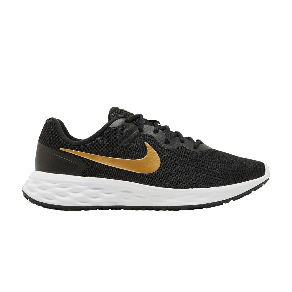 ナイキ レボリューション 黒色 ブラック 白色 ホワイト ゴールド 'BLACK GOLD' スニーカー メンズ NIKE REVOLUTION 6 METALLIC / BLACK WHITE METALLIC GOLD