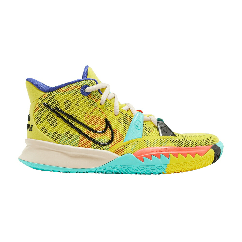 ナイキ カイリー 黄色 イエロー ストライク 緑 グリーン '1 PEOPLE' ジュニア キッズ NIKE KYRIE 7 GS WORLD 1 / YELLOW STRIKE GREEN ABYSS BRIGHT ベビー マタニティ スニーカー
