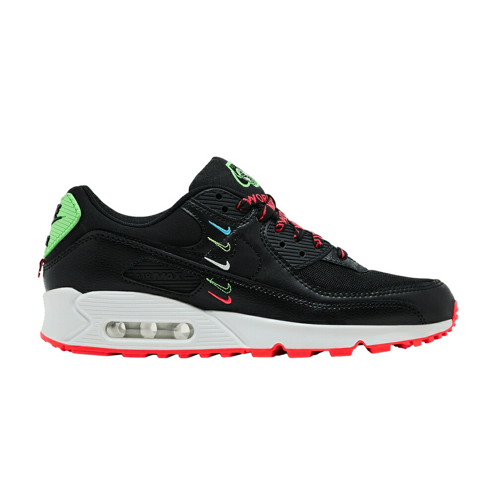 ナイキ マックス 黒色 ブラック クリムゾン 緑 グリーン ストライク エアマックス 'WORLDWIDE FLASH' スニーカー レディース NIKE WMNS AIR MAX 90 SE PACK - BLACK / BLACK FLASH CRIMSON GREEN STRIKE