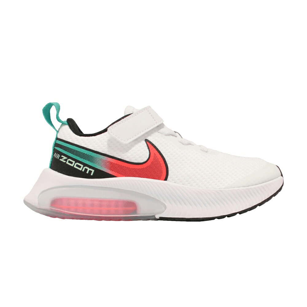 ナイキ ズーム 白色 ホワイト クリムゾン 翡翠 ジェード 'OMBRE SWOOSH' ジュニア キッズ NIKE AIR ZOOM ARCADIA PS / WHITE FLASH CRIMSON HYPER JADE ベビー マタニティ スニーカー｜スニケス