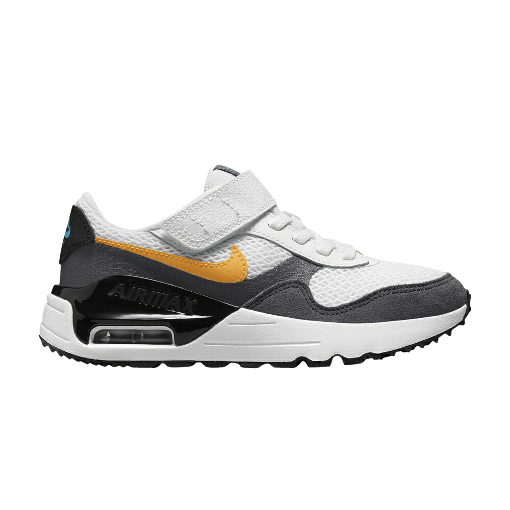 ナイキ マックス レーザー 白色 ホワイト 灰色 グレー 橙 オレンジ エアマックス 'GREY ORANGE' ジュニア キッズ NIKE AIR MAX SYSTM PS LASER / WHITE IRON GREY LASER ORANGE ベビー マタニティ スニーカー｜スニケス