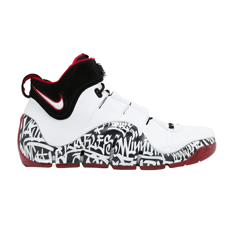 ナイキ ズーム レブロン 白色 ホワイト 黒色 ブラック 赤 レッド 'GRAFFITI' スニーカー メンズ NIKE ZOOM LEBRON 4 2023 / WHITE WHITE BLACK UNIVERSITY RED｜スニケス