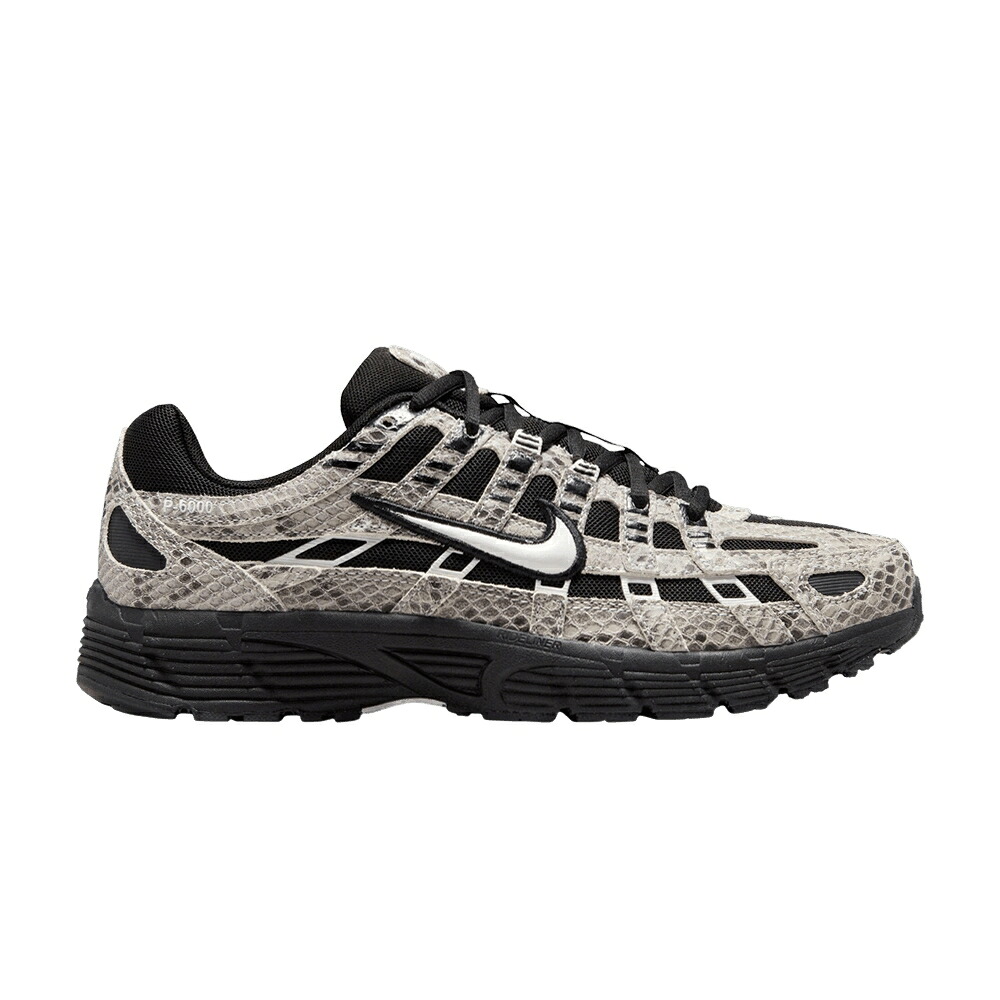 ナイキ 白色 ホワイト 黒色 ブラック 'SNAKESKIN' スニーカー レディース NIKE WMNS P-6000 SE / SUMMIT WHITE SUMMIT WHITE BLACK｜スニケス