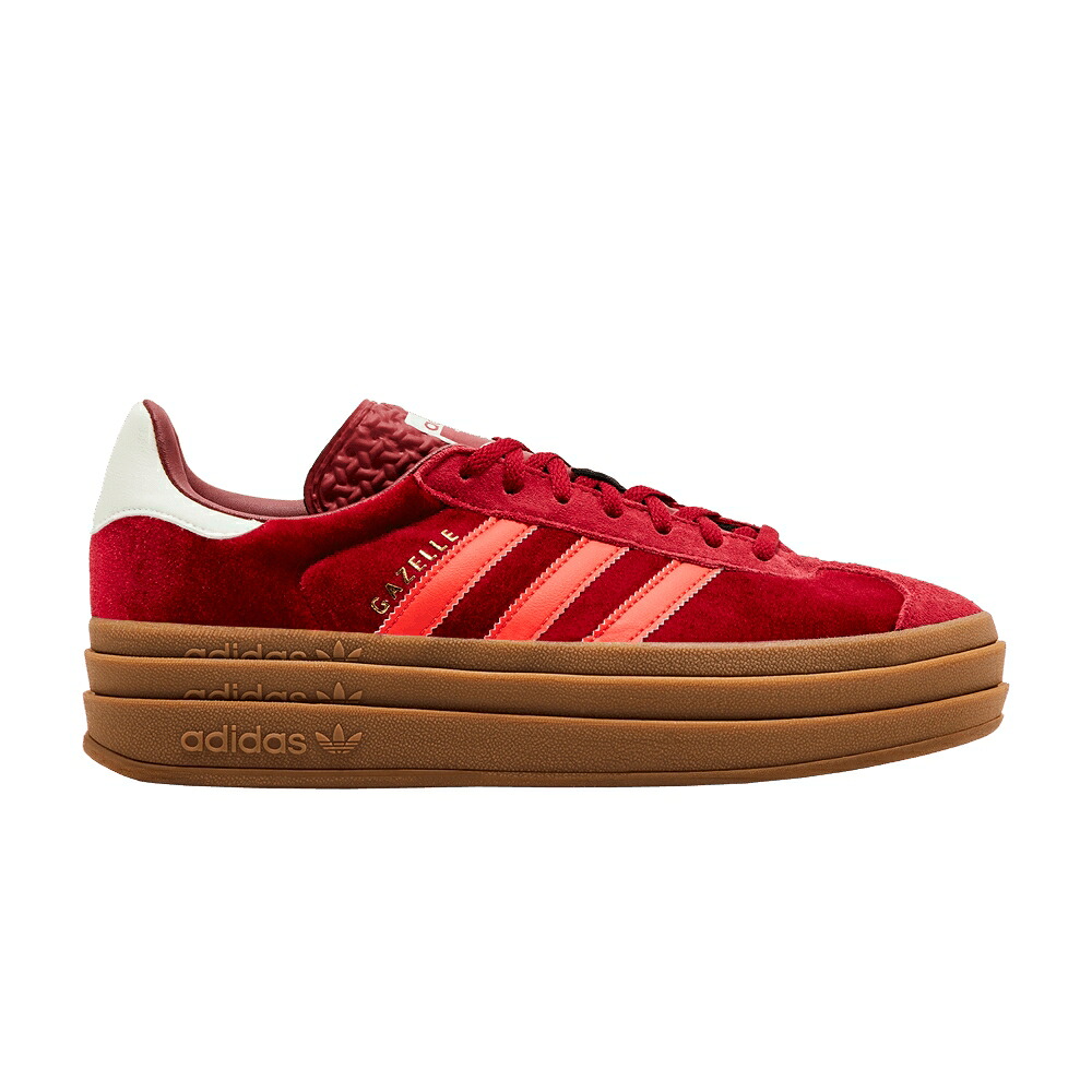 アディダス ガゼル 赤 赤いこと 白いこと 白いこと \u0027BRIGHT VELVET\u0027 スニーカー レディース ADIDAS WMNS GAZELLE BOLD RED / RED BRIGHT RED OFF WHITE 靴-レディース靴